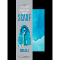 Photo of silk scarf in shades of blue from a glacier
